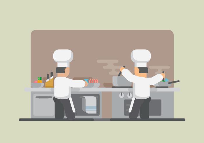 2 personnes qui cuisinent dans une cuisine